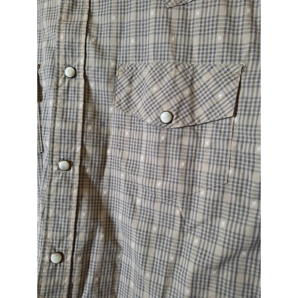 Gibson Shirt Mens L Grey Plaid‎ Pearl Snap Western Country Rodeo Retro